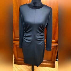 JENNIFER LOPEZ Dress Black Womens Size 10 Stretchy Formfitting Side Ruched